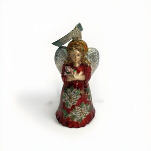 OWC Old World Christmas Blown Glass Radiant Angel Red Christmas Flowers Ornament